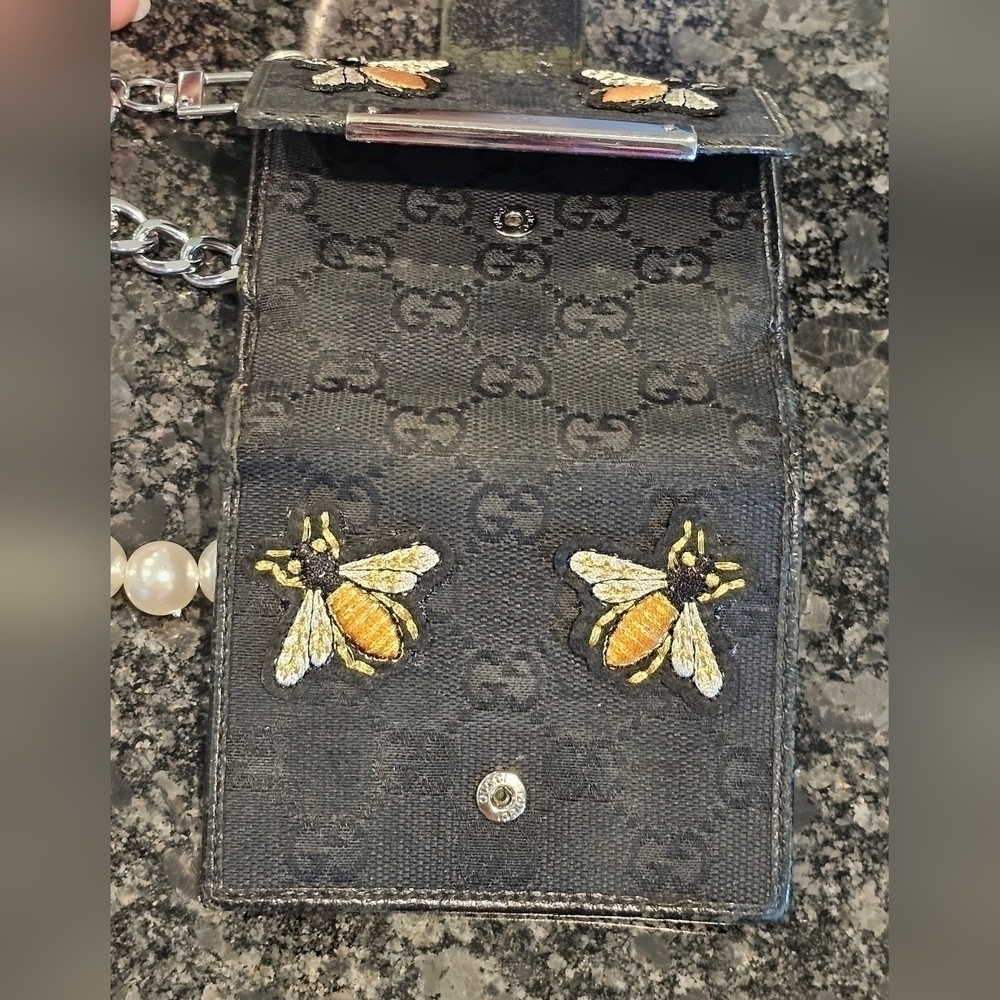 Gucci GG Monogram Canvas Trifold Wallet w/Patches & Wristlet Added - Picture 7 of 17